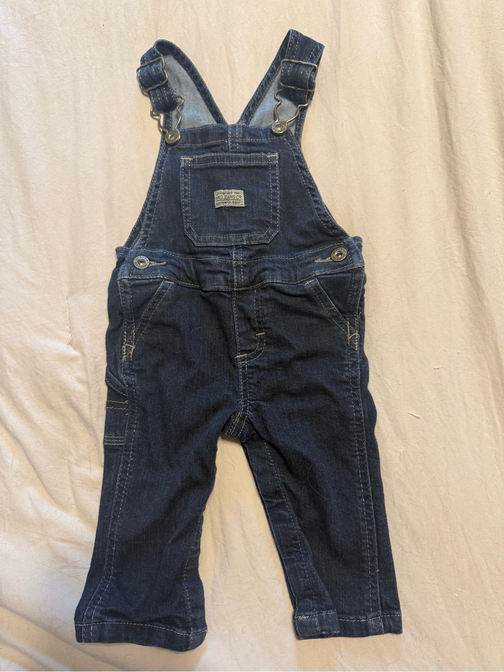 Wrangler Dark Blue Denim Kids Overalls with Adjustable Straps 3-6 month